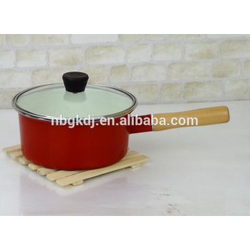 color body enamel saucepan with wooden handle and knob enamel sauce pan